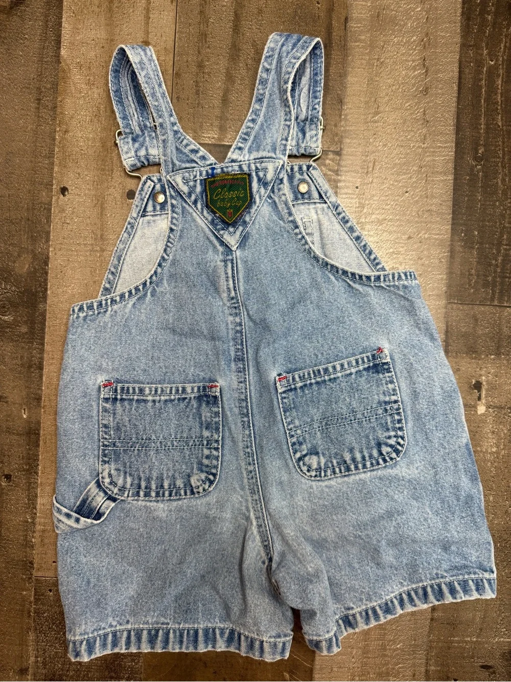 Vintage Baby Gap Classic Denim Short Overalls for Kids - Light Blue 12-18 months